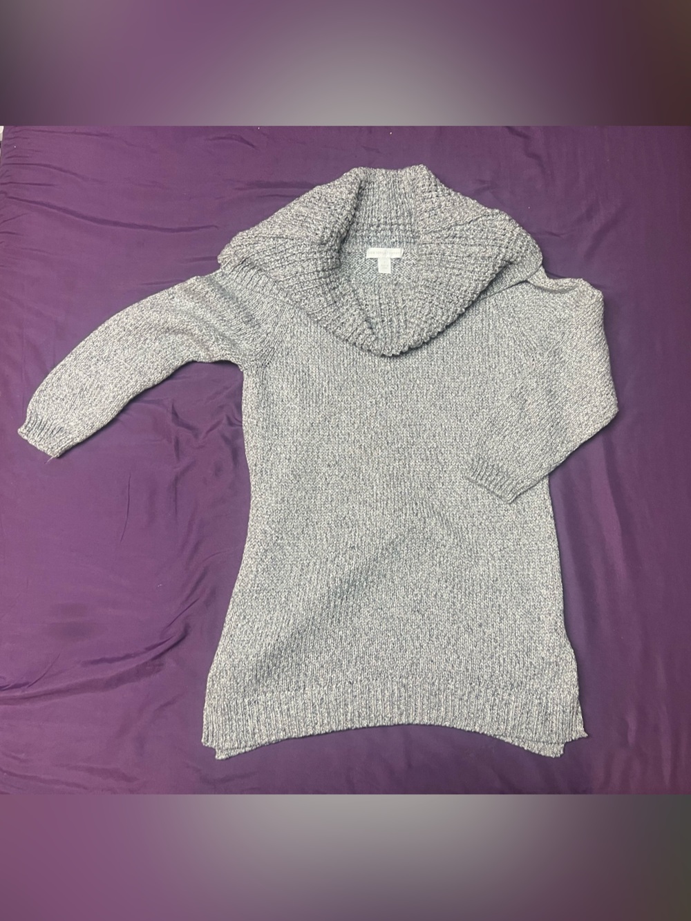 New York & Company Heather Light Gray Cowl Neck Sweater